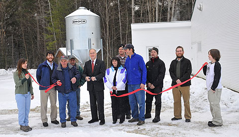 Ribbon cutting at Town Hall 2015, includes Governor Douglas